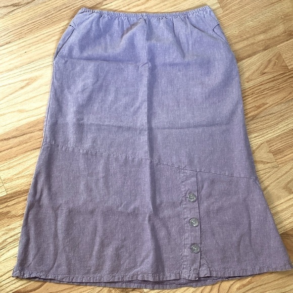 Sympatico Dresses & Skirts - Sympatico Hemp/Tencel Midi Skirt Women’s L Purple Lagenlook Boho Made in USA